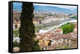 View of City Center of Florence, River Arno, Florence (Firenze), Tuscany, Italy, Europe-Nico Tondini-Framed Stretched Canvas