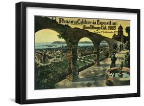 View of City from a Mission, Panama-CA Expo - San Diego, CA-Lantern Press-Framed Art Print