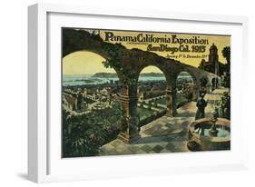 View of City from a Mission, Panama-CA Expo - San Diego, CA-Lantern Press-Framed Art Print