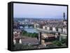 View of City from Piazzale Michelangelo, Florence, Tuscany, Italy-Hans Peter Merten-Framed Stretched Canvas