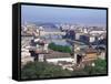 View of City from Piazzale Michelangelo, Florence, Tuscany, Italy-Hans Peter Merten-Framed Stretched Canvas