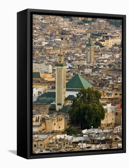 View of City from the Hills Surrounding, Fez, Morocco, North Africa, Africa-John Woodworth-Framed Stretched Canvas