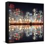 View of City Night with Blurred Bokeh-Li Ding-Framed Stretched Canvas