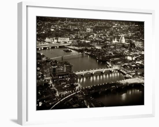 View of City of London with St. Paul's Cathedral and River Thames at Night - London - UK - England-Philippe Hugonnard-Framed Photographic Print