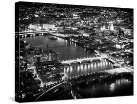 View of City of London with St. Paul's Cathedral and River Thames at Night - London - UK - England-Philippe Hugonnard-Stretched Canvas