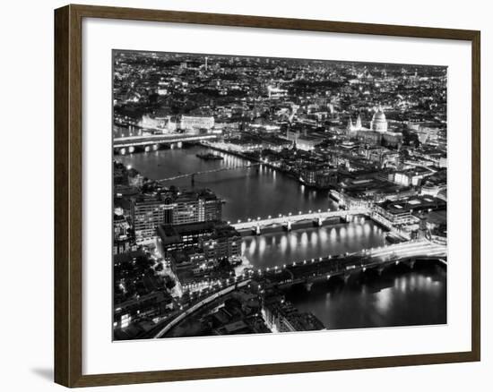 View of City of London with St. Paul's Cathedral and River Thames at Night - London - UK - England-Philippe Hugonnard-Framed Photographic Print