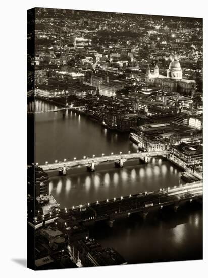 View of City of London with St. Paul's Cathedral and River Thames at Night - London - UK - England-Philippe Hugonnard-Stretched Canvas