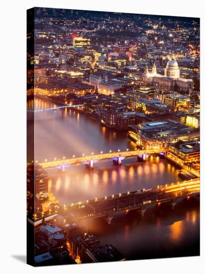 View of City of London with St. Paul's Cathedral and River Thames at Night - London - UK - England-Philippe Hugonnard-Stretched Canvas