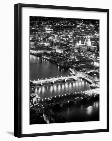 View of City of London with St. Paul's Cathedral and River Thames at Night - London - UK - England-Philippe Hugonnard-Framed Photographic Print
