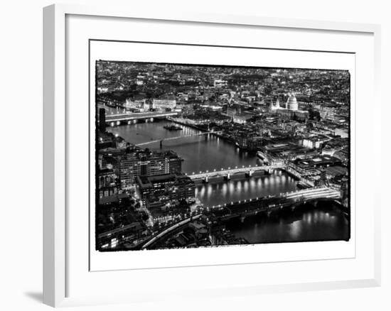 View of City of London with St. Paul's Cathedral and River Thames at Night - London - UK - England-Philippe Hugonnard-Framed Photographic Print