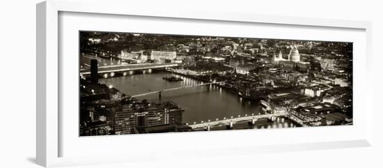 View of City of London with St. Paul's Cathedral and River Thames at Night - London - UK - England-Philippe Hugonnard-Framed Photographic Print