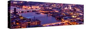 View of City of London with St. Paul's Cathedral and River Thames at Night - London - UK - England-Philippe Hugonnard-Stretched Canvas