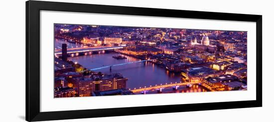 View of City of London with St. Paul's Cathedral and River Thames at Night - London - UK - England-Philippe Hugonnard-Framed Photographic Print