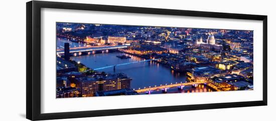 View of City of London with St. Paul's Cathedral and River Thames at Night - London - UK - England-Philippe Hugonnard-Framed Photographic Print