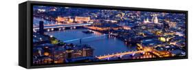 View of City of London with St. Paul's Cathedral and River Thames at Night - London - UK - England-Philippe Hugonnard-Framed Stretched Canvas