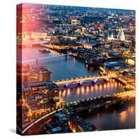 View of City of London with St. Paul's Cathedral and River Thames at Night - London - UK - England-Philippe Hugonnard-Stretched Canvas