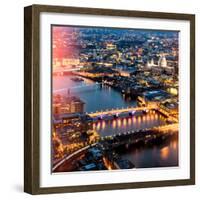 View of City of London with St. Paul's Cathedral and River Thames at Night - London - UK - England-Philippe Hugonnard-Framed Photographic Print