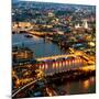 View of City of London with St. Paul's Cathedral and River Thames at Night - London - UK - England-Philippe Hugonnard-Mounted Photographic Print