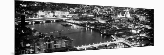 View of City of London with St. Paul's Cathedral and River Thames at Night - London - UK - England-Philippe Hugonnard-Mounted Photographic Print