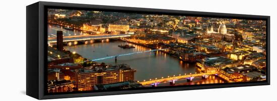 View of City of London with St. Paul's Cathedral and River Thames at Night - London - UK - England-Philippe Hugonnard-Framed Stretched Canvas