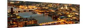 View of City of London with St. Paul's Cathedral and River Thames at Night - London - UK - England-Philippe Hugonnard-Mounted Photographic Print