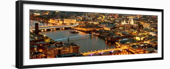 View of City of London with St. Paul's Cathedral and River Thames at Night - London - UK - England-Philippe Hugonnard-Framed Premium Photographic Print