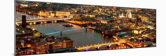View of City of London with St. Paul's Cathedral and River Thames at Night - London - UK - England-Philippe Hugonnard-Mounted Premium Photographic Print