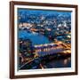 View of City of London with St. Paul's Cathedral and River Thames at Night - London - UK - England-Philippe Hugonnard-Framed Photographic Print