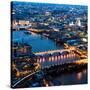 View of City of London with St. Paul's Cathedral and River Thames at Night - London - UK - England-Philippe Hugonnard-Stretched Canvas