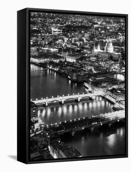 View of City of London with St. Paul's Cathedral and River Thames at Night - London - UK - England-Philippe Hugonnard-Framed Stretched Canvas