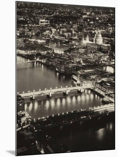 View of City of London with St. Paul's Cathedral and River Thames at Night - London - UK - England-Philippe Hugonnard-Mounted Photographic Print