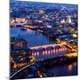 View of City of London with St. Paul's Cathedral and River Thames at Night - London - UK - England-Philippe Hugonnard-Mounted Photographic Print