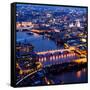 View of City of London with St. Paul's Cathedral and River Thames at Night - London - UK - England-Philippe Hugonnard-Framed Stretched Canvas