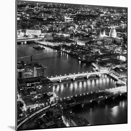 View of City of London with St. Paul's Cathedral and River Thames at Night - London - UK - England-Philippe Hugonnard-Mounted Photographic Print