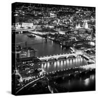 View of City of London with St. Paul's Cathedral and River Thames at Night - London - UK - England-Philippe Hugonnard-Stretched Canvas