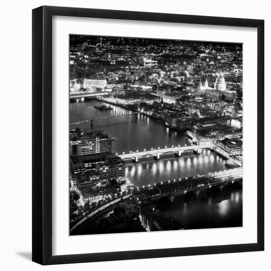 View of City of London with St. Paul's Cathedral and River Thames at Night - London - UK - England-Philippe Hugonnard-Framed Photographic Print