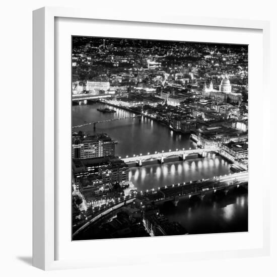 View of City of London with St. Paul's Cathedral and River Thames at Night - London - UK - England-Philippe Hugonnard-Framed Photographic Print