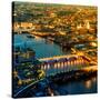 View of City of London with St. Paul's Cathedral and River Thames at Night - London - UK - England-Philippe Hugonnard-Stretched Canvas