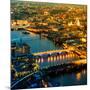 View of City of London with St. Paul's Cathedral and River Thames at Night - London - UK - England-Philippe Hugonnard-Mounted Photographic Print