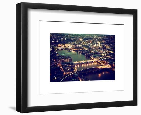 View of City of London with St. Paul's Cathedral and River Thames at Night - London - UK - England-Philippe Hugonnard-Framed Art Print