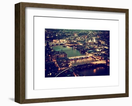 View of City of London with St. Paul's Cathedral and River Thames at Night - London - UK - England-Philippe Hugonnard-Framed Art Print