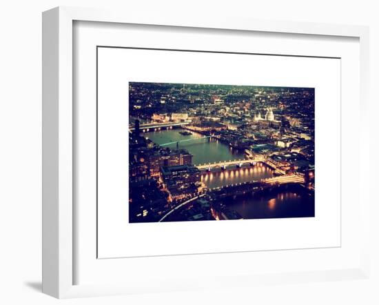 View of City of London with St. Paul's Cathedral and River Thames at Night - London - UK - England-Philippe Hugonnard-Framed Art Print