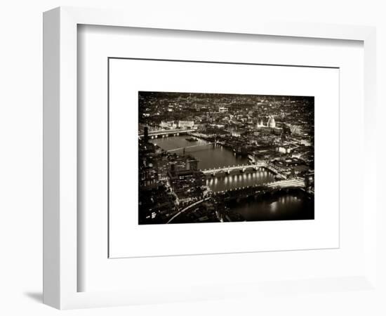 View of City of London with St. Paul's Cathedral and River Thames at Night - London - UK - England-Philippe Hugonnard-Framed Art Print