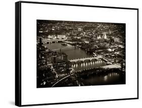 View of City of London with St. Paul's Cathedral and River Thames at Night - London - UK - England-Philippe Hugonnard-Framed Stretched Canvas