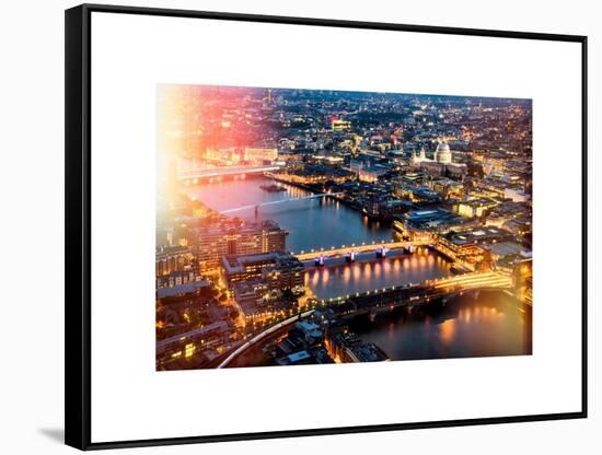 View of City of London with St. Paul's Cathedral and River Thames at Night - London - UK - England-Philippe Hugonnard-Framed Stretched Canvas