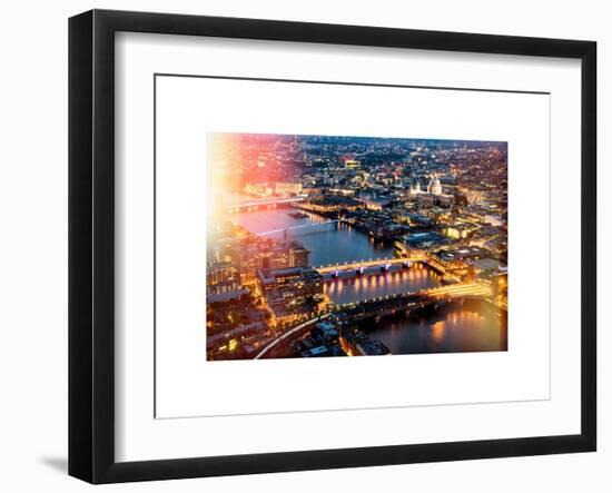 View of City of London with St. Paul's Cathedral and River Thames at Night - London - UK - England-Philippe Hugonnard-Framed Art Print