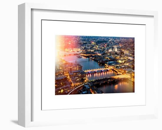 View of City of London with St. Paul's Cathedral and River Thames at Night - London - UK - England-Philippe Hugonnard-Framed Art Print