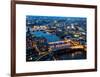 View of City of London with St. Paul's Cathedral and River Thames at Night - London - UK - England-Philippe Hugonnard-Framed Art Print