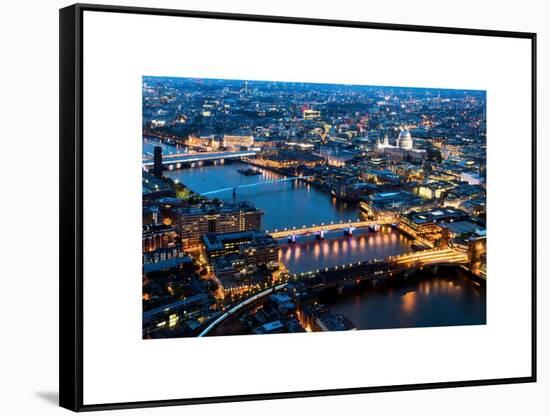 View of City of London with St. Paul's Cathedral and River Thames at Night - London - UK - England-Philippe Hugonnard-Framed Stretched Canvas