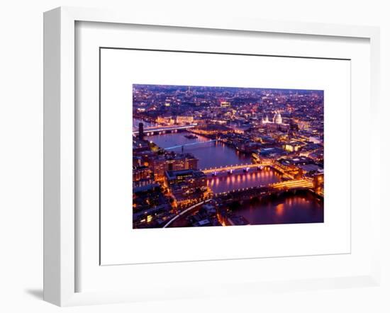 View of City of London with St. Paul's Cathedral and River Thames at Night - London - UK - England-Philippe Hugonnard-Framed Art Print